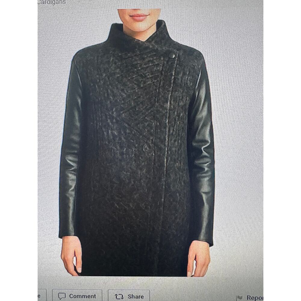 ALLSAINTS Wool Alpaca Lamb Leather Sweater Jacket Cardigan Women's Size 8